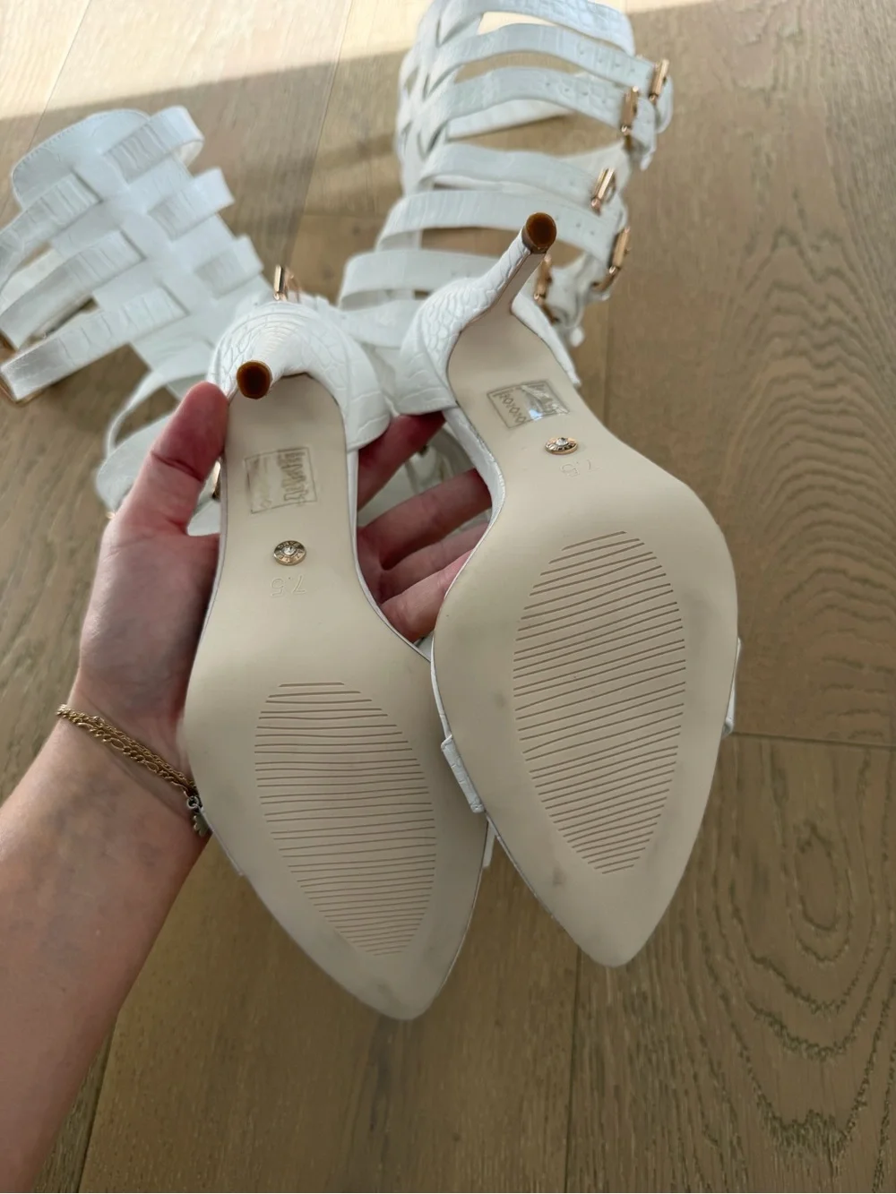 Azalea Wang CHERLLI White Croc Over the Knee Sandals